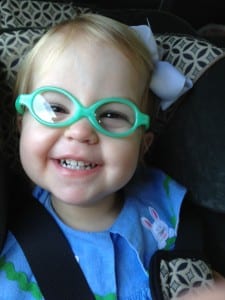 Toddler wearing glasses